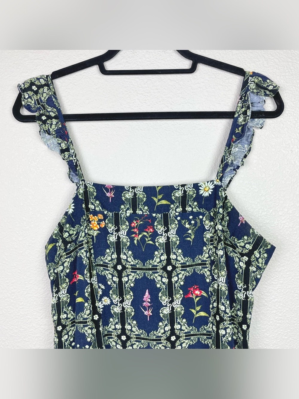 Agua Bendita x Target Women's Large Navy Floral Tile Flutter Sleeve Mini Dress - Picture 3 of 16